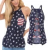 Women Fourth Of July Outfit Backless July 4th Shirt American Flag Clothes For Independence Day
