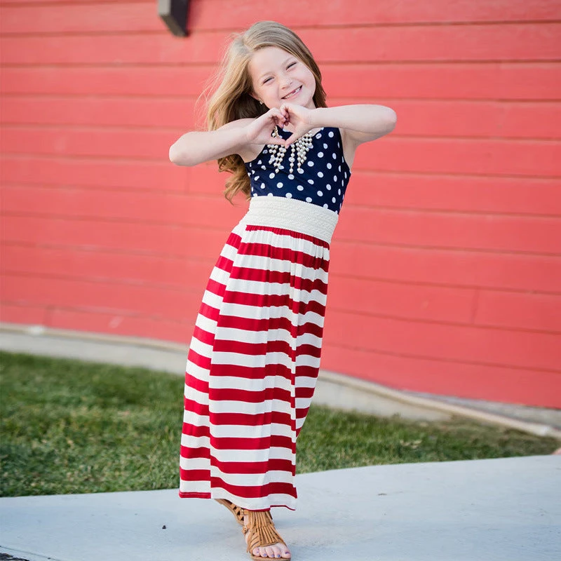 Mommy And Me 4th Of July Dress Sleeveless American Flag Striped Outfit For Mom Daughter 2 Mommy And Me 4th Of July Dress Sleeveless American Flag Striped Outfit For Mom Daughter - Image 2