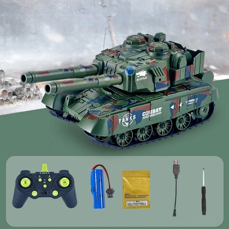1/24 Remote Control Tank 2.4G Double Cannon Water Bomb Tank 360° Rotating Tracked Tank 1 1/24 Remote Control Tank 2.4G Double Cannon Water Bomb Tank 360° Rotating Tracked Tank