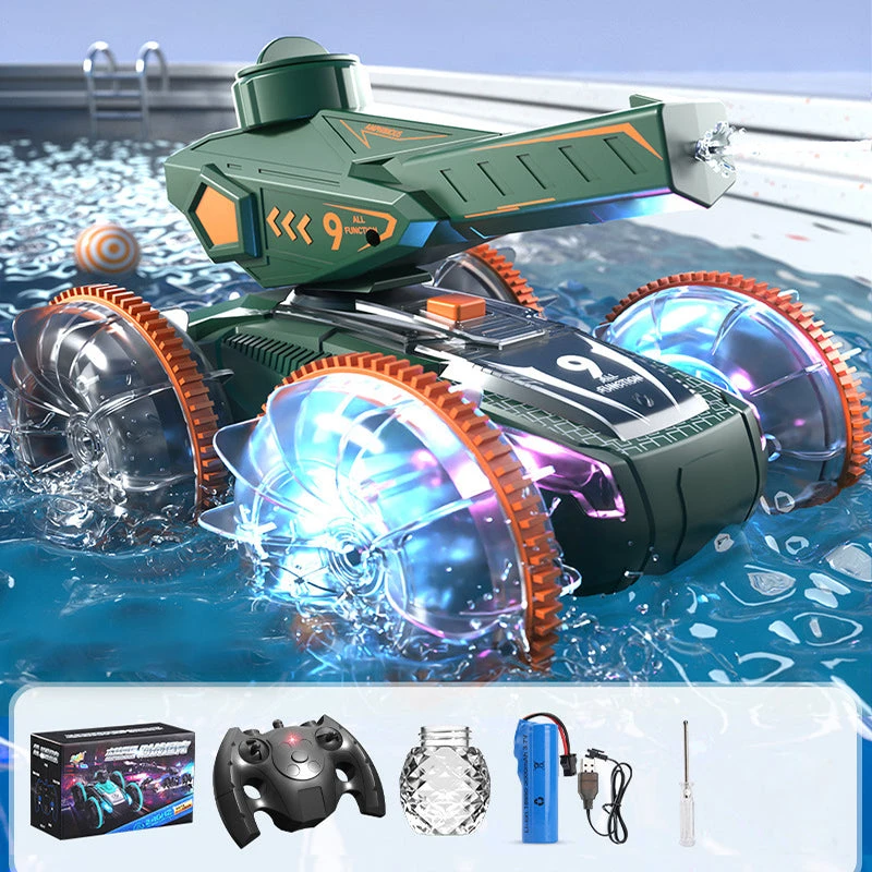 2.4G RC Amphibious Car 4WD Water Gun Vehicle Waterproof RC Tank With Light 1 2.4G RC Amphibious Car 4WD Water Gun Vehicle Waterproof RC Tank With Light