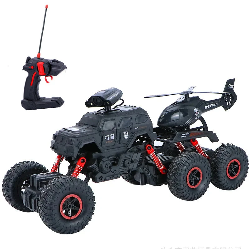 Six-wheel RC Off-road Truck 1/14 Electric Climbing Vehicle With Removable Helicopter For Kids 1 Six-wheel RC Off-road Truck 1/14 Electric Climbing Vehicle With Removable Helicopter For Kids