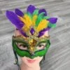 Mardigra Mask Unisex Carnival Party Mask In A Mix Of Purple, Gold And Green Colors