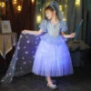 Kids Elsa Dress Light Up Princess Dress With Trailing Cape Ice Queen Glowing Elsa Costume