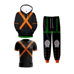 Anime MHA Katsuki Bakugo Costume Bakugo Cosplay Hoodie Pants And T-shirt -Sun Baby Sales Store my hero academia katsuki bakugo costume 3pcs