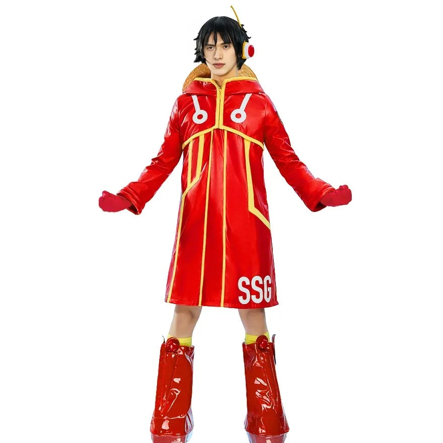 Loofie Costume Kids Adults Egghead Island Arc Red Coat With Straw Hat And Gloves For Cosplay 2 Loofie Costume Kids Adults Egghead Island Arc Red Coat With Straw Hat And Gloves For Cosplay - Image 2