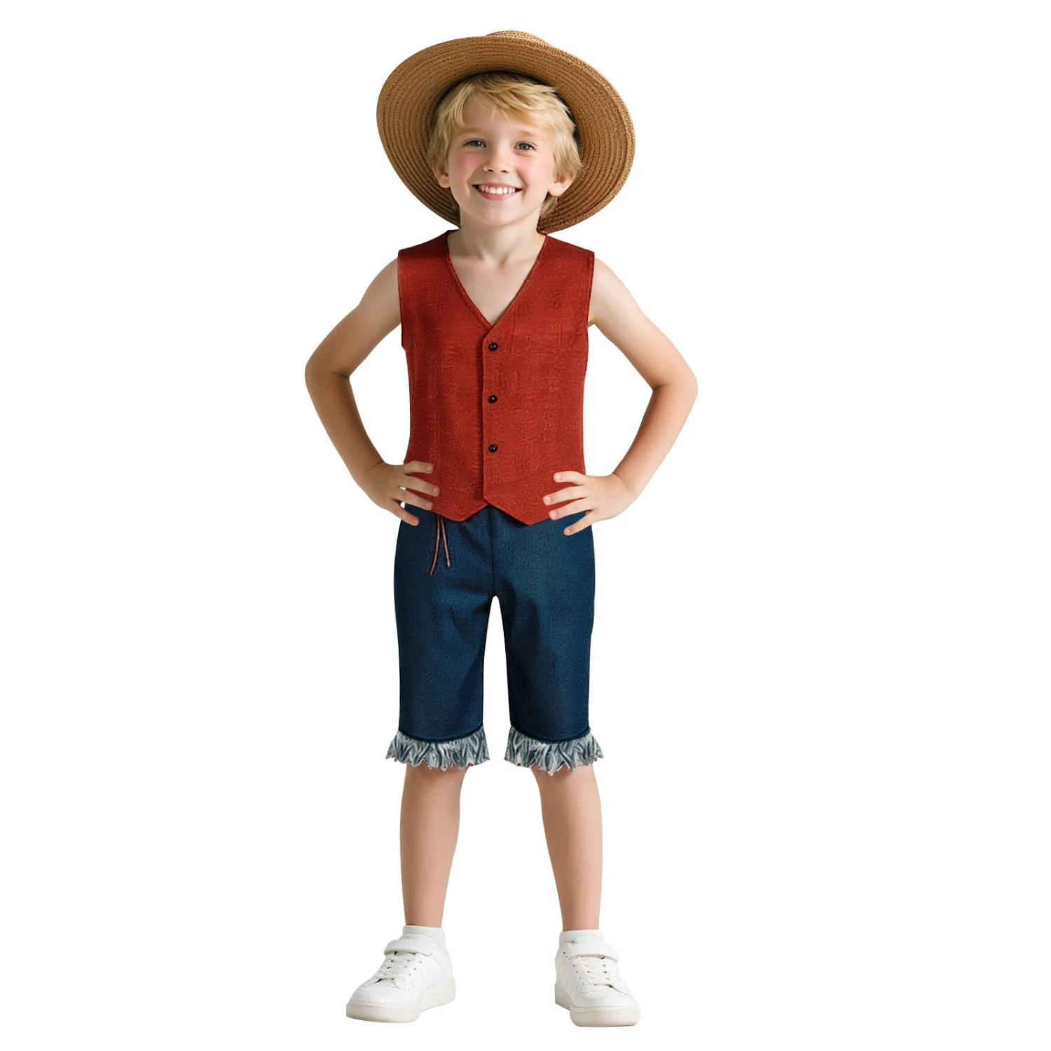 Straw Hats Pirates Cosplay Outfit Live Action Loofie Clothes For Halloween Carnival 2 Straw Hats Pirates Cosplay Outfit Live Action Loofie Clothes For Halloween Carnival - Image 2