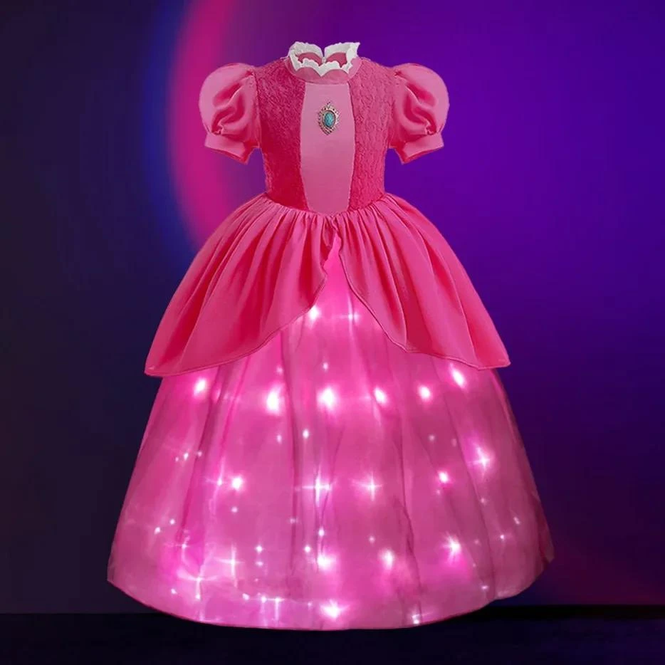 Princess Peaches Costume Light Up Dress Girls Princess Dress Birthday Dress 2 Princess Peaches Costume Light Up Dress Girls Princess Dress Birthday Dress - Image 2