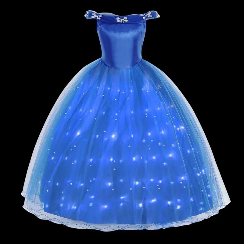 Girls Cinderlla LED Light Up Dress Princess Blue Party Outfit Halloween Cosplay Costume 7 Girls Cinderlla LED Light Up Dress Princess Blue Party Outfit Halloween Cosplay Costume - Image 7