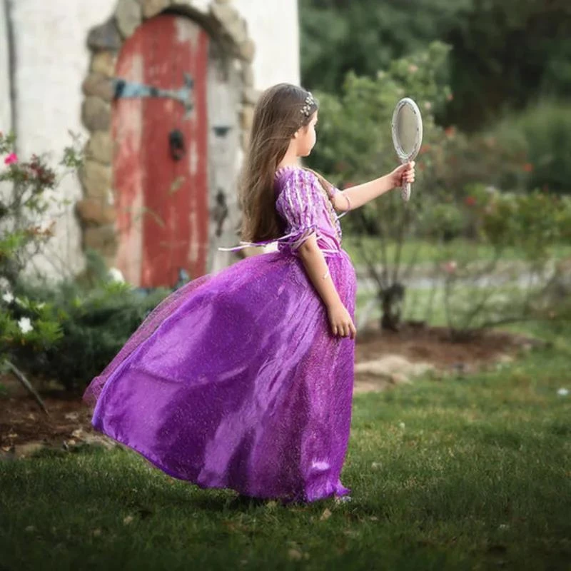 Girls Long Hair Princess Light Up Dress Fancy LED Ball Gown Dress For Party 2 Girls Long Hair Princess Light Up Dress Fancy LED Ball Gown Dress For Party - Image 2