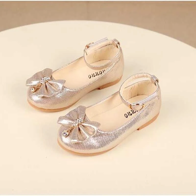 Girls Leather Princess Shoes Bowknot Pearl Diamond Kids Dance Shoes 2 Girls Leather Princess Shoes Bowknot Pearl Diamond Kids Dance Shoes - Image 2