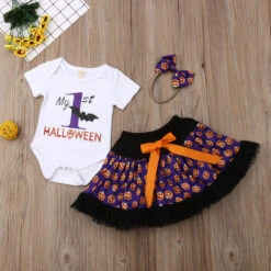 Baby Girls Halloween Romper Tutu Dress Headband Outfits 3PCS -Sun Baby Sales Store product image 1091446683