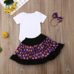 Baby Girls Halloween Romper Tutu Dress Headband Outfits 3PCS -Sun Baby Sales Store product image 1091446688