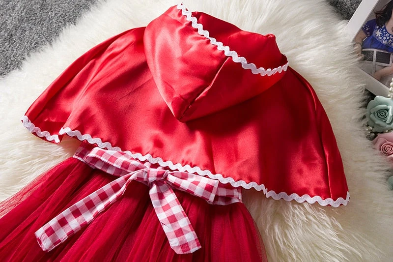 Toddler Girls Little Red Riding Dress Halloween Carnival Cosplay Costume 5 Toddler Girls Little Red Riding Dress Halloween Carnival Cosplay Costume - Image 5