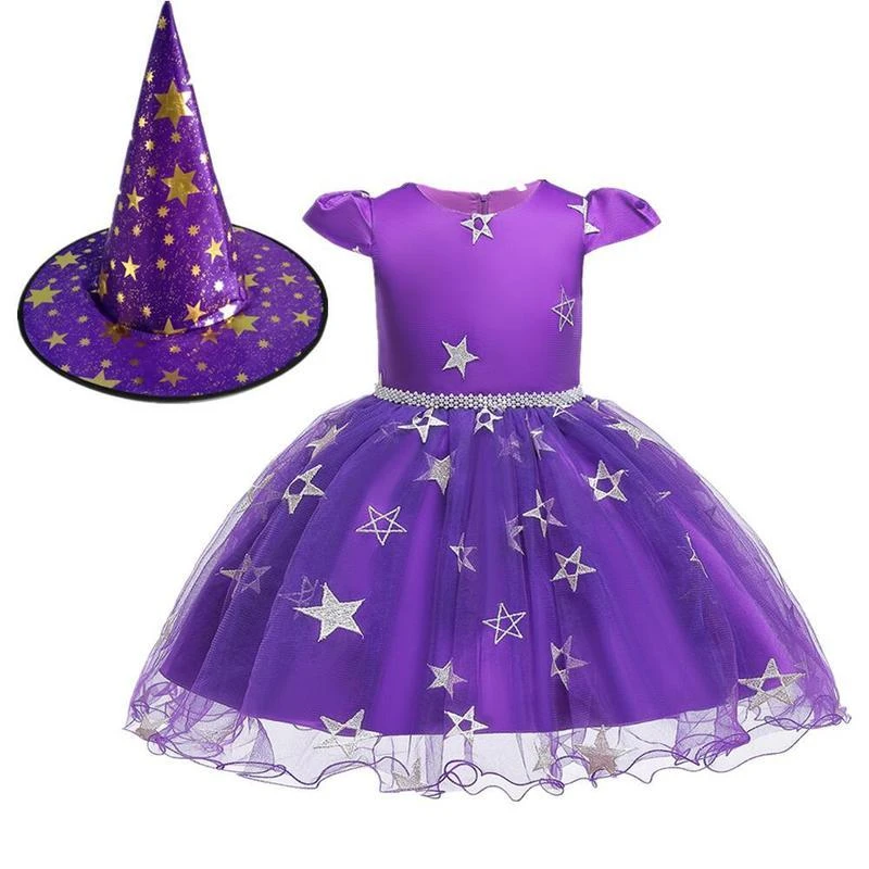 Kids Girls Halloween Party Cosplay Costume Dress With Hat 1 Kids Girls Halloween Party Cosplay Costume Dress With Hat