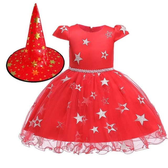 Kids Girls Halloween Party Cosplay Costume Dress With Hat 3 Kids Girls Halloween Party Cosplay Costume Dress With Hat - Image 3
