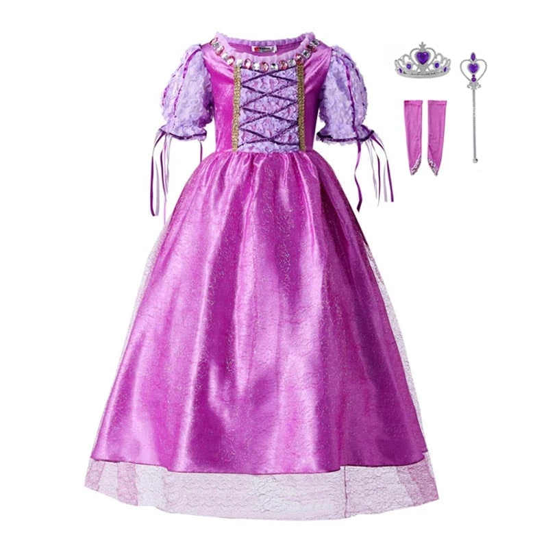 Girls Princess Dress Longest Hair Princess OutfitFairy Tales Cosplay Costume 1 Girls Princess Dress Longest Hair Princess OutfitFairy Tales Cosplay Costume
