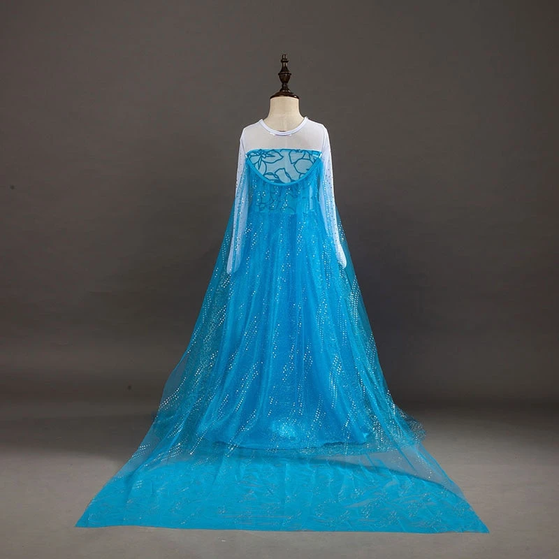 Kids Elsa Princess Dress And Accessories Snow Queen Cosplay Party Princess Dress With Long Cape 9 Kids Elsa Princess Dress And Accessories Snow Queen Cosplay Party Princess Dress With Long Cape - Image 9