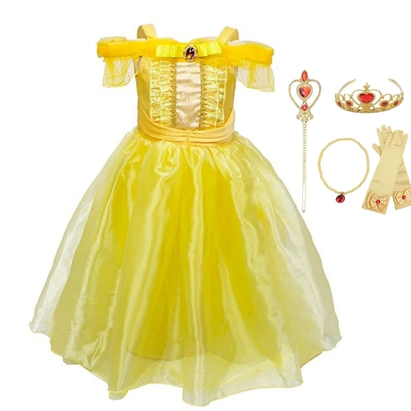 Girls Sleeveless Ball Gown Dress Beast Princess Costume Halloween Cosplay 10 Girls Sleeveless Ball Gown Dress Beast Princess Costume Halloween Cosplay - Image 10
