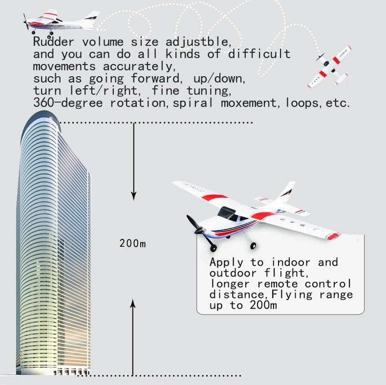 2.4G RC Airplane Fixed Wing Plane Outdoor Toys Drone RTF Upgrade Version Digital Servo Propeller, With Gyroscope 3 2.4G RC Airplane Fixed Wing Plane Outdoor Toys Drone RTF Upgrade Version Digital Servo Propeller, With Gyroscope - Image 3