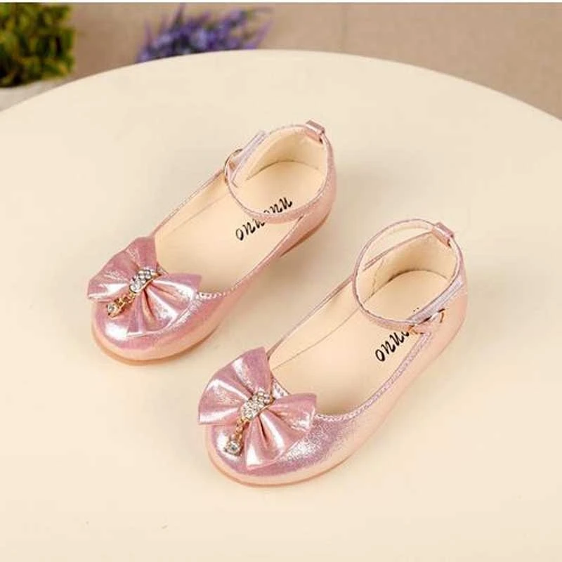 Girls Leather Princess Shoes Bowknot Pearl Diamond Kids Dance Shoes 3 Girls Leather Princess Shoes Bowknot Pearl Diamond Kids Dance Shoes - Image 3
