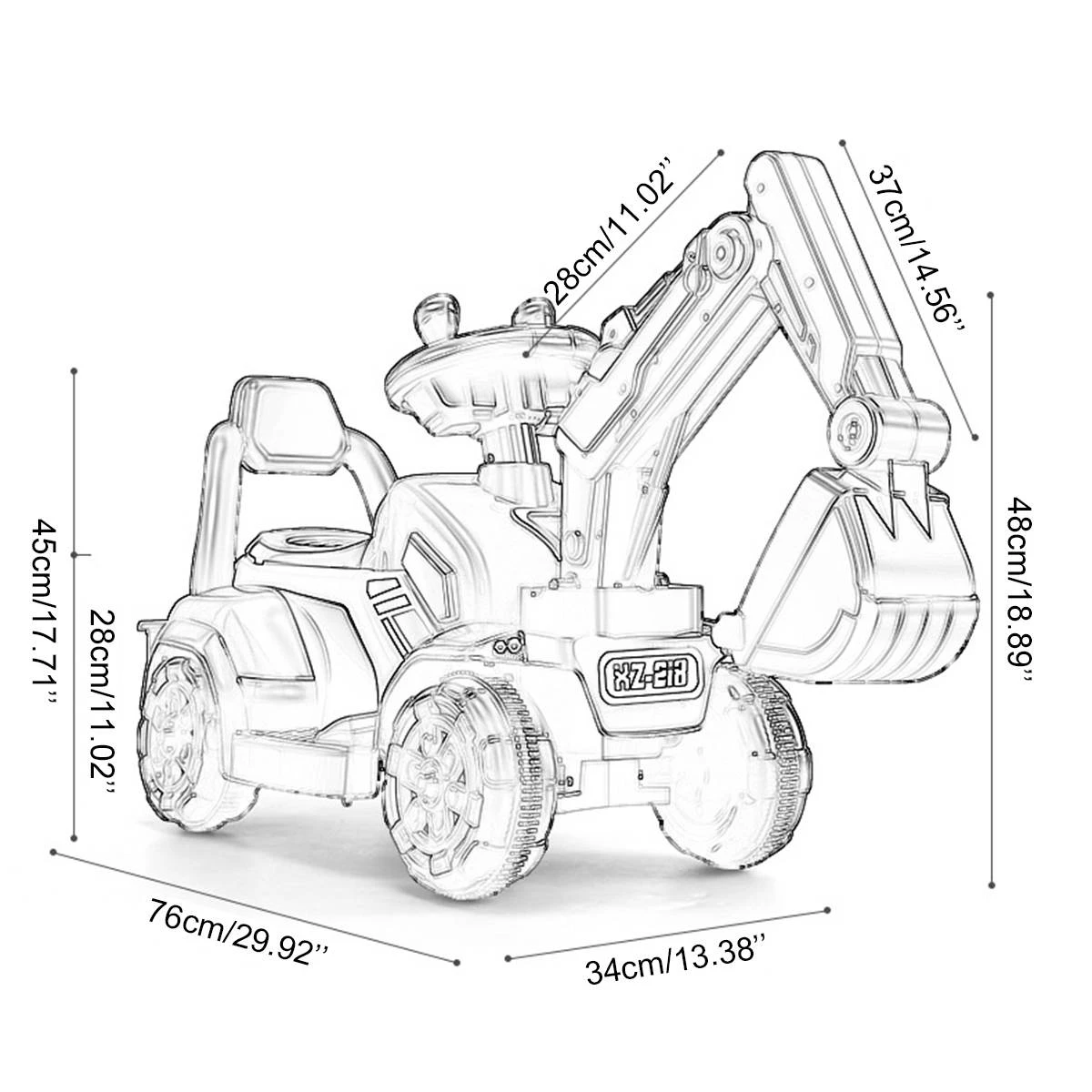 Kids Ride On Excavator Truck Toddler Ride-On-Car With Front Loader Digger 9 Kids Ride On Excavator Truck Toddler Ride-On-Car With Front Loader Digger - Image 9