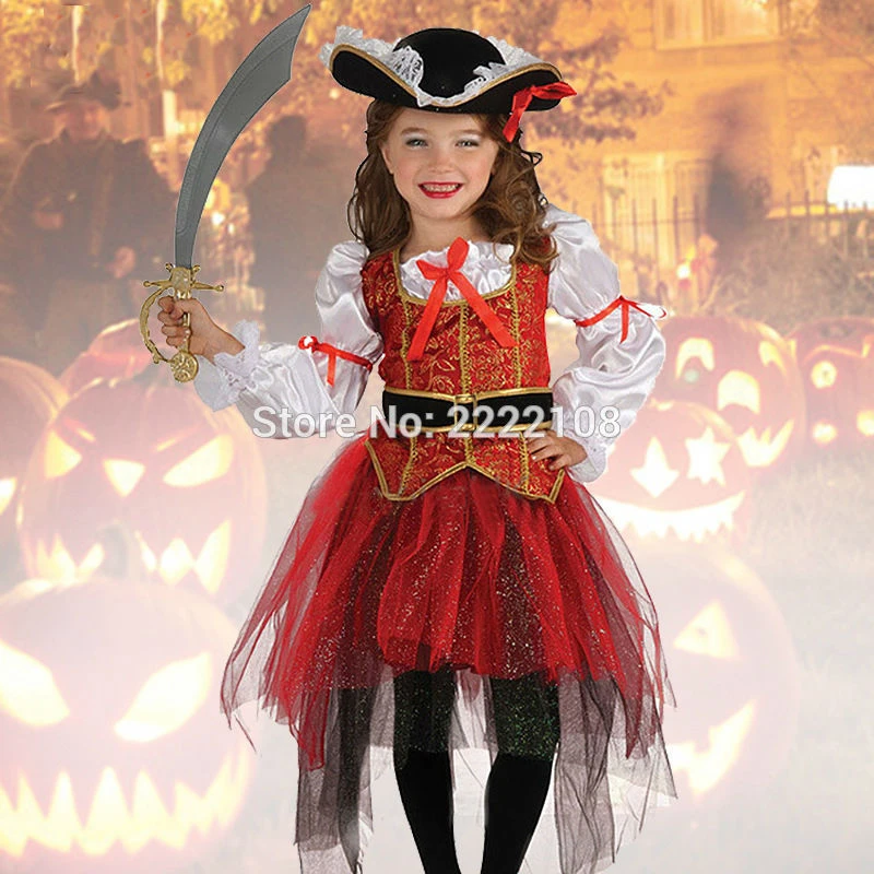 Girls Halloween Christmas Pirate Party Cosplay Costume 4 Girls Halloween Christmas Pirate Party Cosplay Costume - Image 4