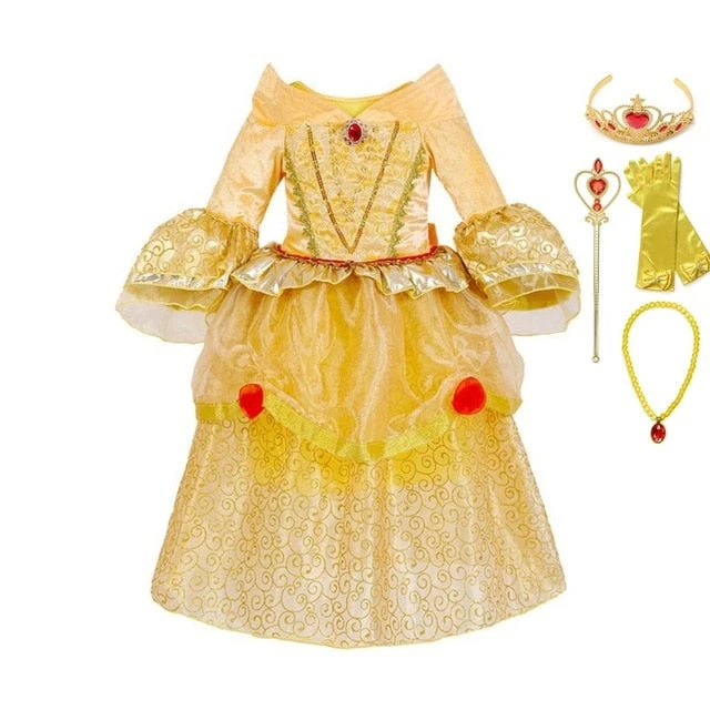Classic Princess Belle Dress Cosplay Costume Halloween Party Dress Up 4 Classic Princess Belle Dress Cosplay Costume Halloween Party Dress Up - Image 4