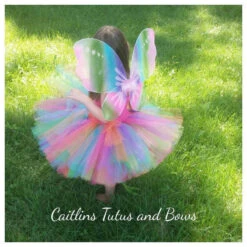Girls Rainbow Tutu Dress Fluffy Tulle With Butterfly Wing Cosplay Costume -Sun Baby Sales Store product image 987393040