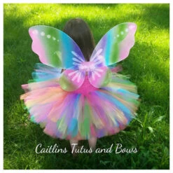 Girls Rainbow Tutu Dress Fluffy Tulle With Butterfly Wing Cosplay Costume -Sun Baby Sales Store product image 987393041