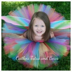 Girls Rainbow Tutu Dress Fluffy Tulle With Butterfly Wing Cosplay Costume -Sun Baby Sales Store product image 987393042