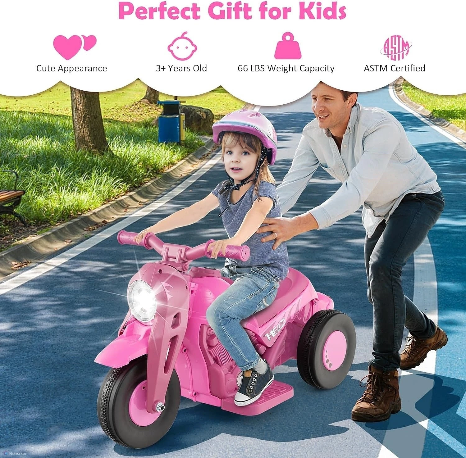 6V Kids Electric Motorcycle 3 Wheels Bubble Car Battery Power Ride On Car With Light Music 4 6V Kids Electric Motorcycle 3 Wheels Bubble Car Battery Power Ride On Car With Light Music - Image 4