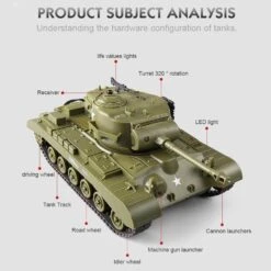 RC Battle Tanks Sherman M4A3 US Medium Tank IR Battle Panzer With Sound & Light -Sun Baby Sales Store rc battle tank 11