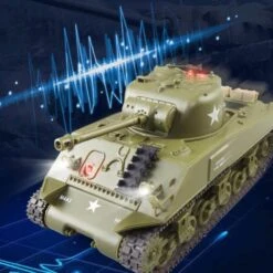 RC Battle Tanks Sherman M4A3 US Medium Tank IR Battle Panzer With Sound & Light -Sun Baby Sales Store rc battle tank 4