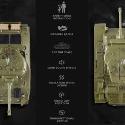 RC Battle Tanks Sherman M4A3 US Medium Tank IR Battle Panzer With Sound & Light -Sun Baby Sales Store rc battle tank 7