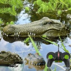 RC Boat With Alligator Head 2.4GHz Scary Funny Crocodile Remote Control Boat Prank Toy For Children