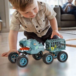 6WD RC Dinosaur Car Remote Control Carrier Truck Dinosaur Toy With Small Dinos For Children Kids Gift