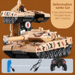 RC Tank Deformable Remote Control Car Robot Battle Tank Toy Full Function Stunt Car -Sun Baby Sales Store rc tank remote control car 1