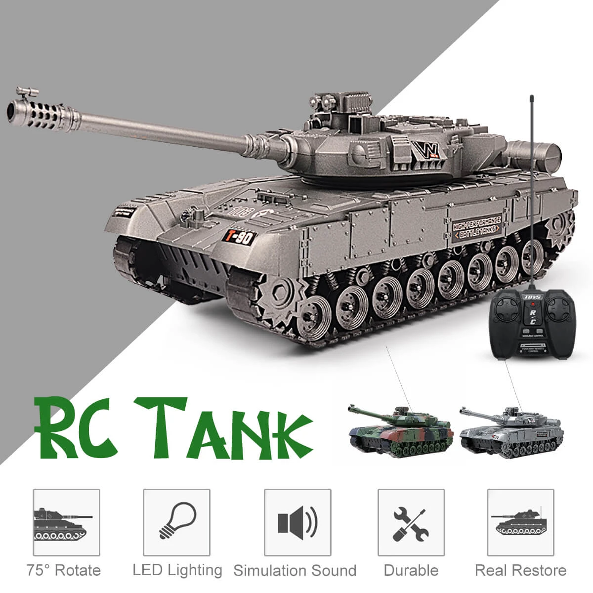 12.3" Remote Control Tank RC Vehicle Full-Function Stunt Tank Toy For Kids Gift 2 12.3" Remote Control Tank RC Vehicle Full-Function Stunt Tank Toy For Kids Gift - Image 2