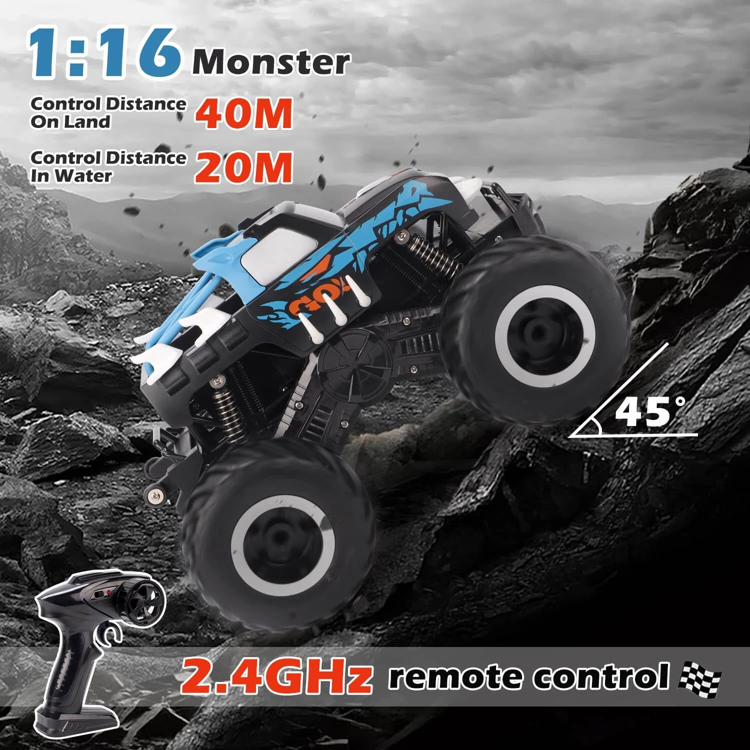 Amphibious RC Car 1/16 Remote Control Off-Road Waterproof Vehicle RC Monster Truck 6 Amphibious RC Car 1/16 Remote Control Off-Road Waterproof Vehicle RC Monster Truck - Image 6