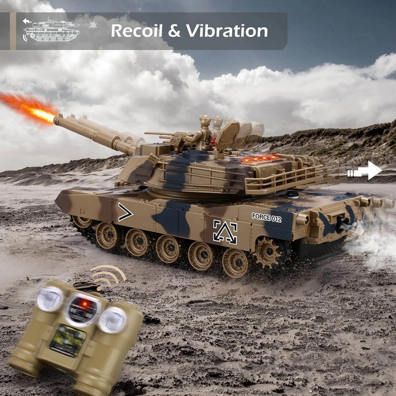 RC Tank With Smoke Effect Remote Control Battle Mist Spray Tank Toy With Life Indicators For Kids 2 RC Tank With Smoke Effect Remote Control Battle Mist Spray Tank Toy With Life Indicators For Kids - Image 2