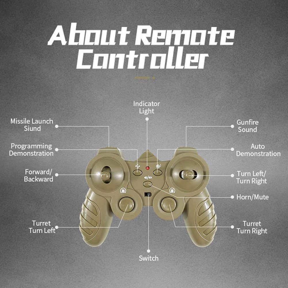 Remote Control Tank RC Vehicle Full-Function Stunt Car With Movable Turret For Kids 16 Remote Control Tank RC Vehicle Full-Function Stunt Car With Movable Turret For Kids - Image 16