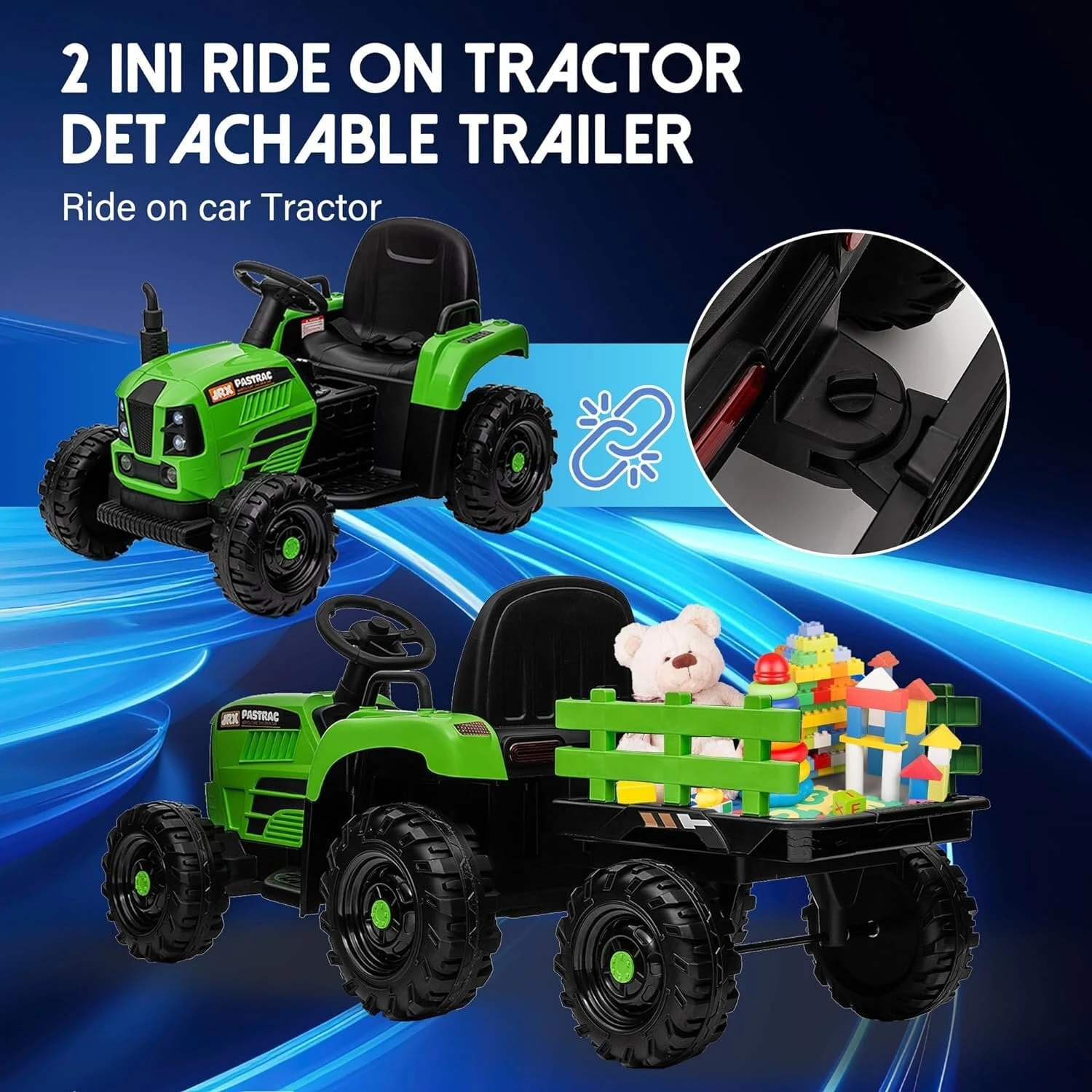 Childrens Ride On Tractor With Trailer 2 In 1 Remote Control 12V Power Wheels Tractor Kids Ride On Toys 4 Childrens Ride On Tractor With Trailer 2 In 1 Remote Control 12V Power Wheels Tractor Kids Ride On Toys - Image 4