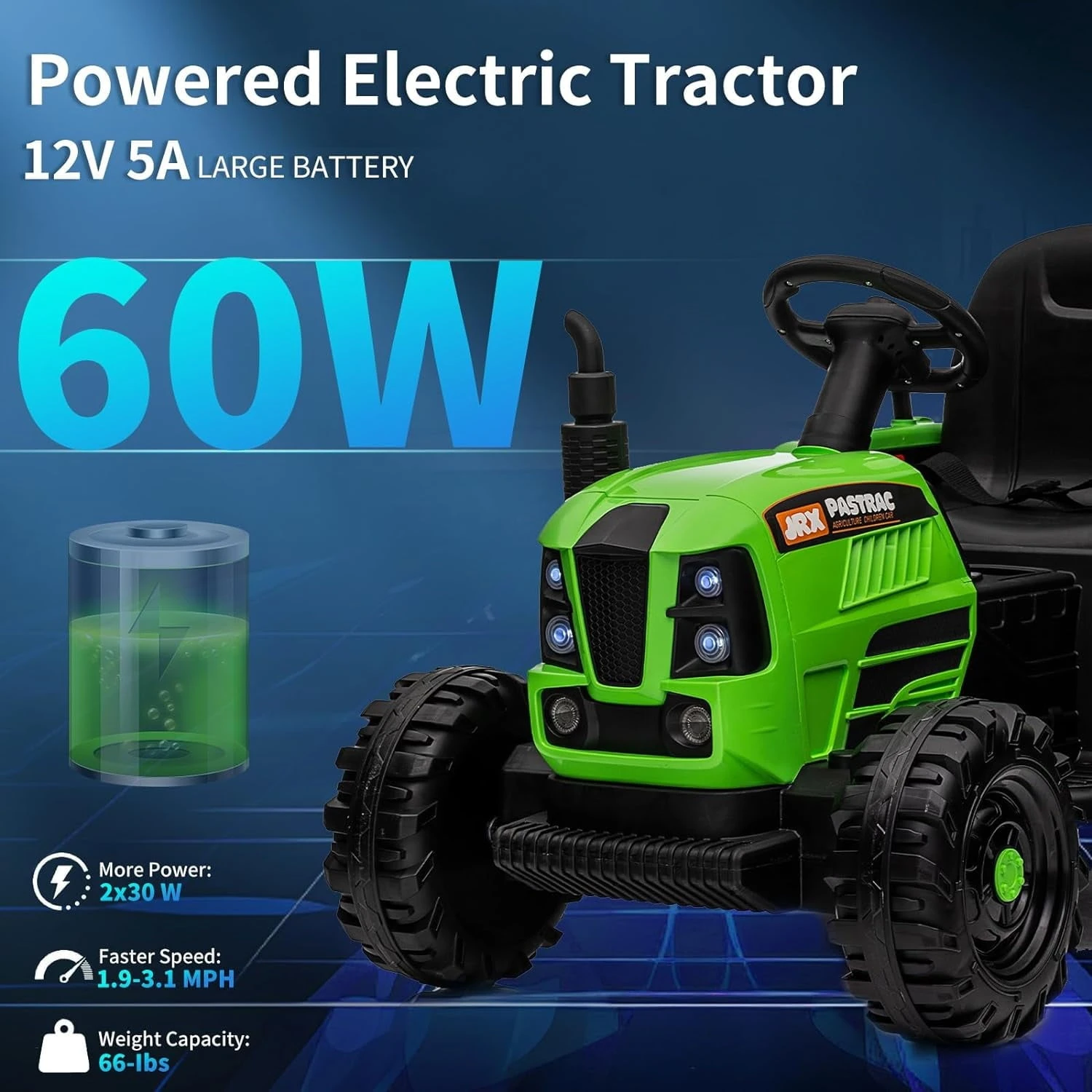 Childrens Ride On Tractor With Trailer 2 In 1 Remote Control 12V Power Wheels Tractor Kids Ride On Toys 3 Childrens Ride On Tractor With Trailer 2 In 1 Remote Control 12V Power Wheels Tractor Kids Ride On Toys - Image 3