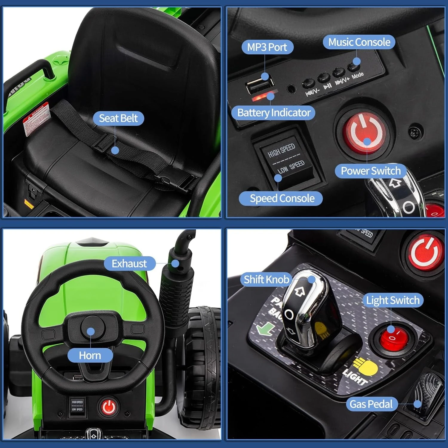 Childrens Ride On Tractor With Trailer 2 In 1 Remote Control 12V Power Wheels Tractor Kids Ride On Toys 5 Childrens Ride On Tractor With Trailer 2 In 1 Remote Control 12V Power Wheels Tractor Kids Ride On Toys - Image 5