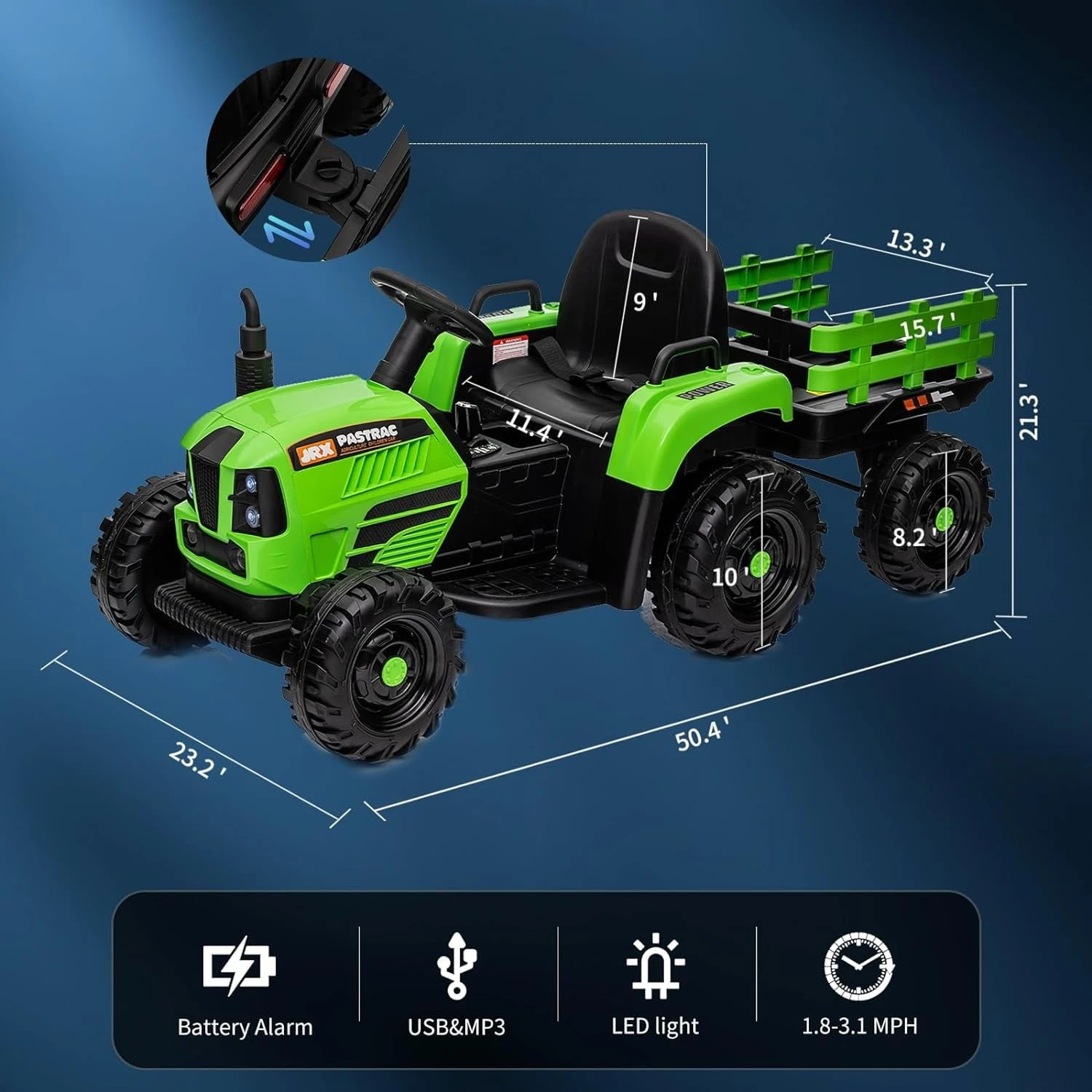Childrens Ride On Tractor With Trailer 2 In 1 Remote Control 12V Power Wheels Tractor Kids Ride On Toys 7 Childrens Ride On Tractor With Trailer 2 In 1 Remote Control 12V Power Wheels Tractor Kids Ride On Toys - Image 7