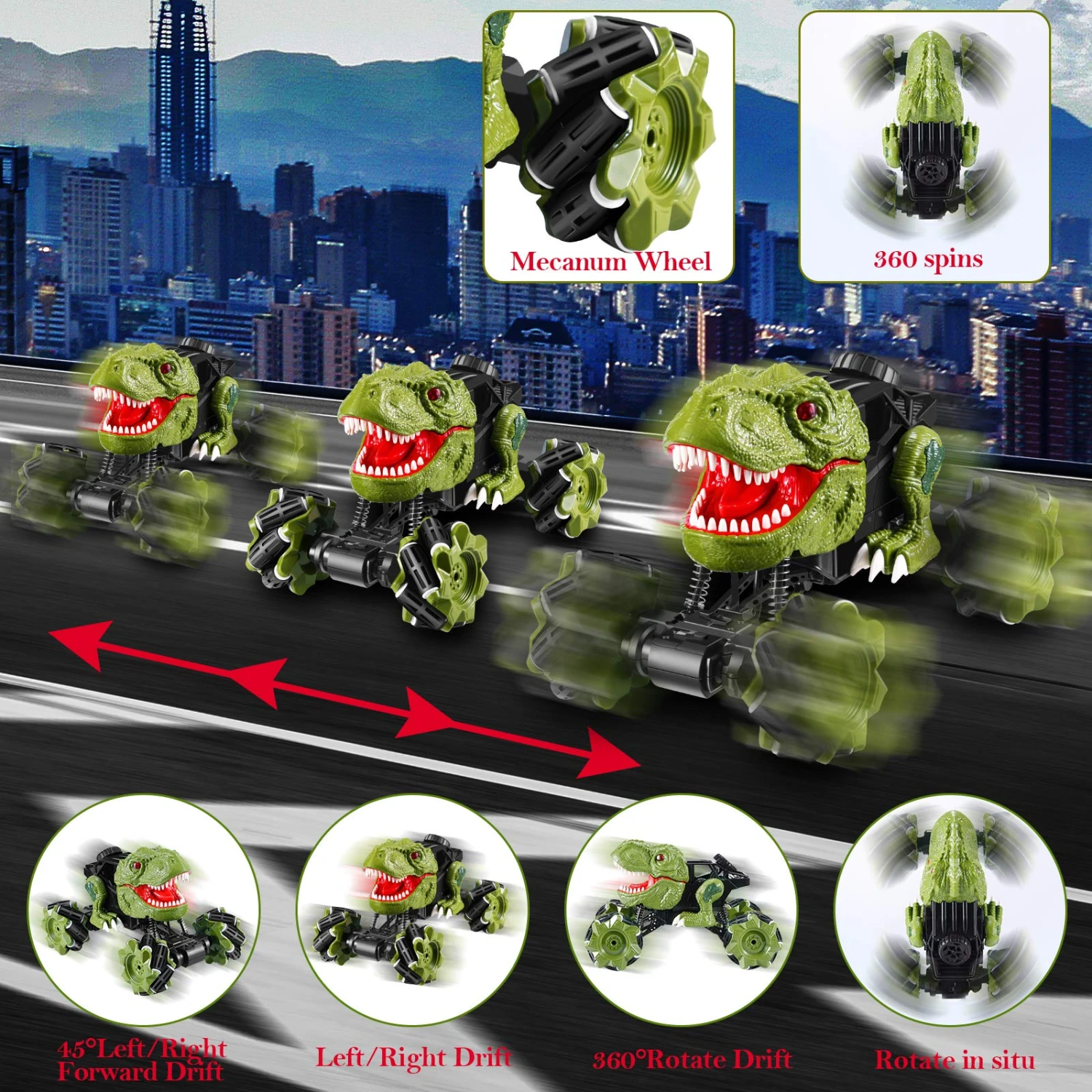 Remote Control Dinosaur Car Rechargeable T-Rex RC Car 360° Stunt Car With Music And Lights 9 Remote Control Dinosaur Car Rechargeable T-Rex RC Car 360° Stunt Car With Music And Lights - Image 9
