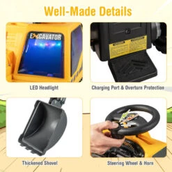 Kids 12V Ride On Digger Toy Realistic Ride On Excavator Truck Best Pretend Play Toy 16 Kids 12V Ride On Digger Toy Realistic Ride On Excavator Truck Best Pretend Play Toy -Sun Baby Sales Store ride on excavator toy 4