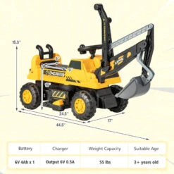 Kids 12V Ride On Digger Toy Realistic Ride On Excavator Truck Best Pretend Play Toy 17 Kids 12V Ride On Digger Toy Realistic Ride On Excavator Truck Best Pretend Play Toy -Sun Baby Sales Store ride on excavator toy 5