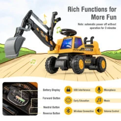 Kids 12V Ride On Digger Toy Realistic Ride On Excavator Truck Best Pretend Play Toy 11 Kids 12V Ride On Digger Toy Realistic Ride On Excavator Truck Best Pretend Play Toy -Sun Baby Sales Store ride on excavator toy 9