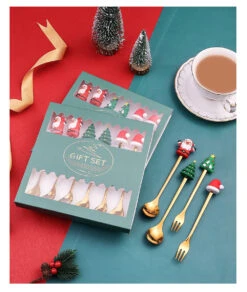 Spoons And Forks Set For Christmas 6pcs Stainless Steel Funny Tableware Cooking Gifts For Mom -Sun Baby Sales Store spoons and forks set for christmas gift 1
